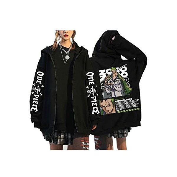 Sybnwnwm Anime One Piece Sweat à Capuche Luffy ACE Pull Zippé Nami Chopper Sweatshirt Cosplay HoodieTop Hommes Femmes