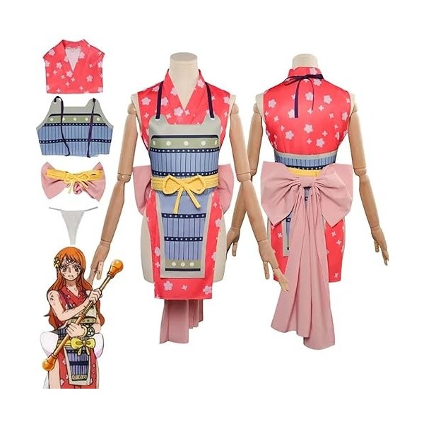SZYDM Tenue de Cosplay Nami One Piece Anime, Ensemble Complet de vêtements pour Femmes, vêtements de fête dhalloween et de n