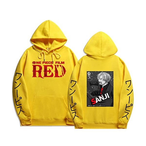 Sybnwnwm Sweat à capuche unisexe One Piece Sanji à manches longues, gris foncé, M