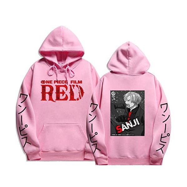 Sybnwnwm Sweat à capuche unisexe One Piece Sanji à manches longues, gris foncé, M