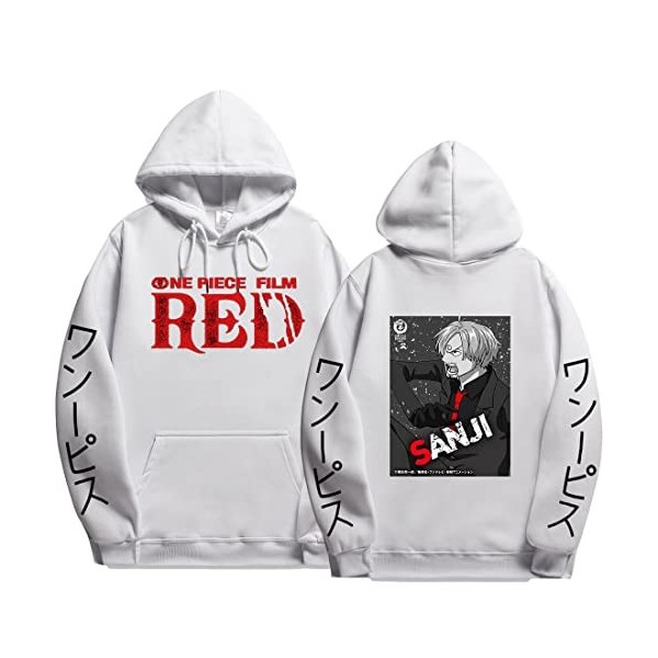 Sybnwnwm Sweat à capuche unisexe One Piece Sanji à manches longues, gris foncé, M