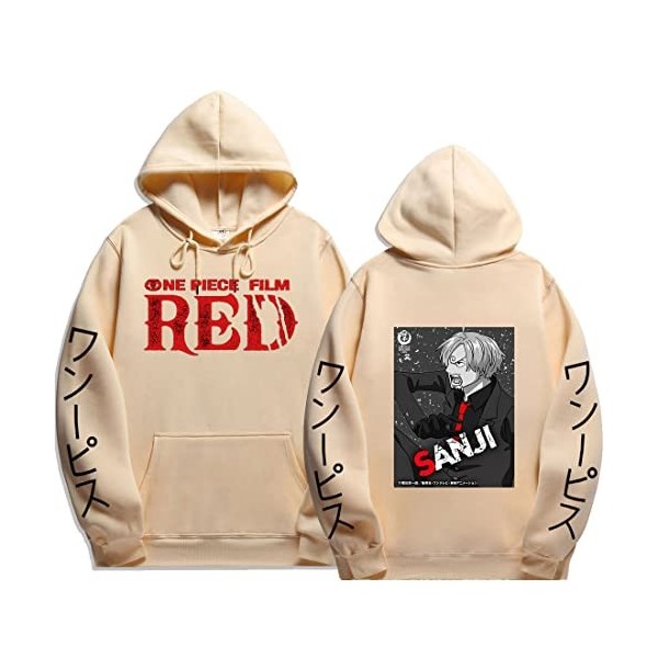 Sybnwnwm Sweat à capuche unisexe One Piece Sanji à manches longues, gris foncé, M