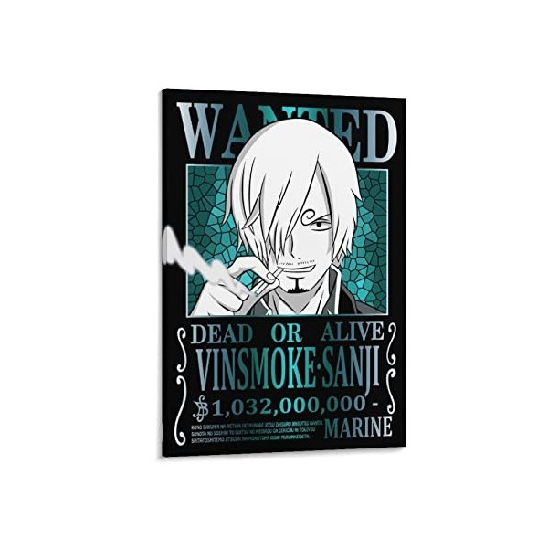Poster One Piece Wanted Sanji 1 - Décoration dintérieur - Art mural à suspendre - Peinture décorative - 30 x 45 cm
