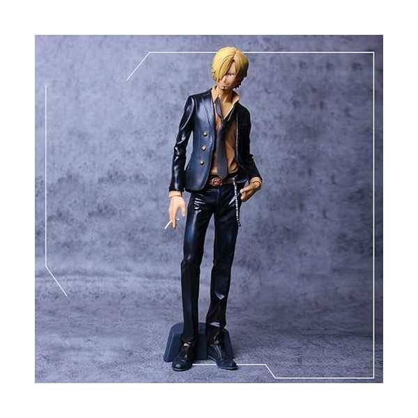 Eamily Figurine One Piece Sanji Stand 29cm Costume Tenant une Cigarette Anime Sanji Statue PVC Décoration de Table