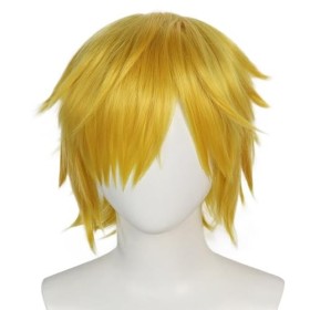 COSPLAZA One Piece Sanji Short Yellow Golden Male anime cosplay costume perruque blonde perruque