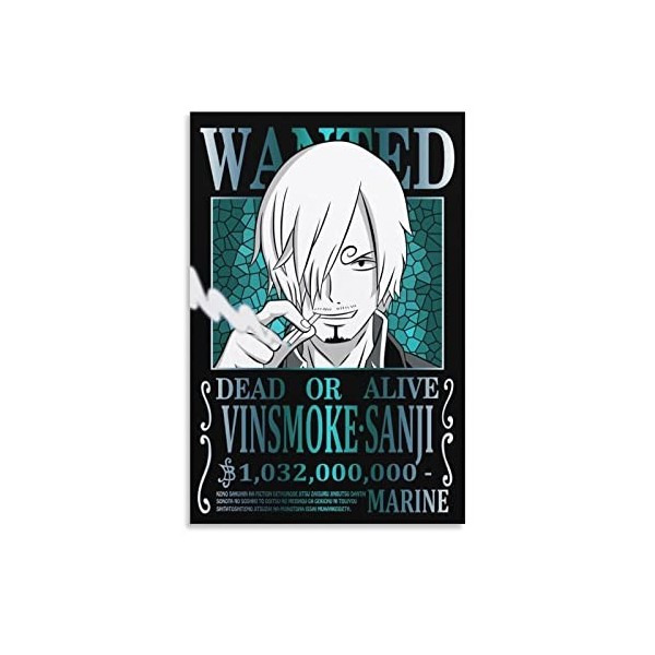 Poster Anime One Piece Wanted Sanji 1 - Impression sur toile - Esthétique - 40 x 60 cm