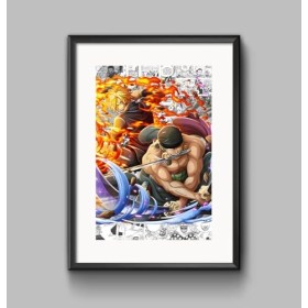 Generico Dessin fait à la main BAZAVERSE - Zoro & Sanji A4 POSTER PROPAGANDA ANIME MANGA COMETTO GEAR 5 - Collection, Poste