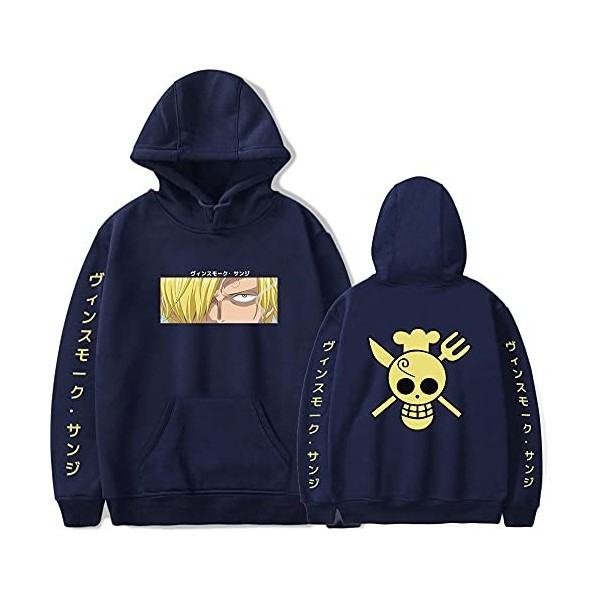 SHNW Sweat à capuche One Piece Sanji Cosplay Impression 3D Pull à manches longues, Noir , M