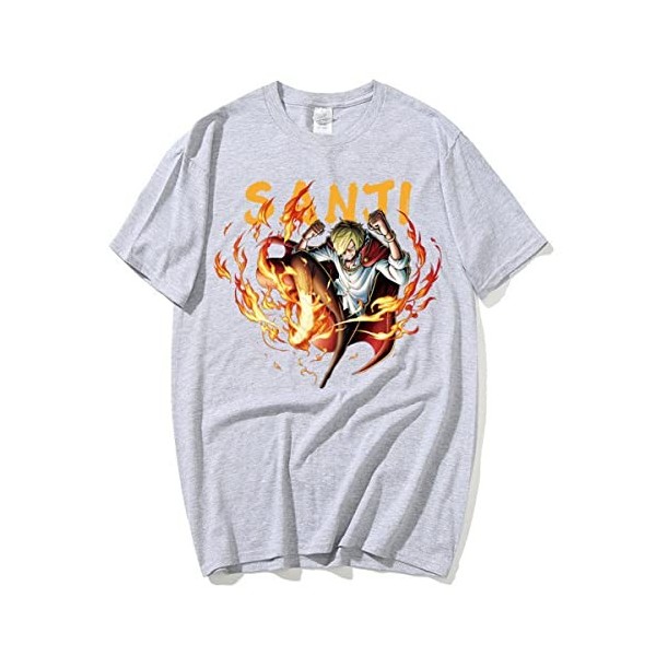 Sybnwnwm T-shirt One Piece Anime Sanji Cosplay à manches courtes et col rond Impression 3D, Noir , XS