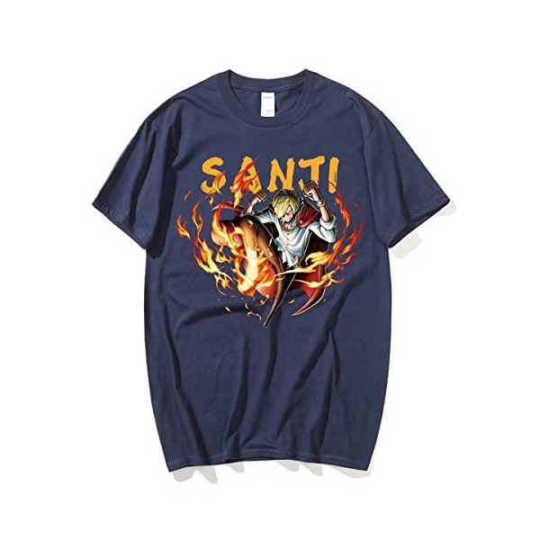 Sybnwnwm T-shirt One Piece Anime Sanji Cosplay à manches courtes et col rond Impression 3D, Noir , XS