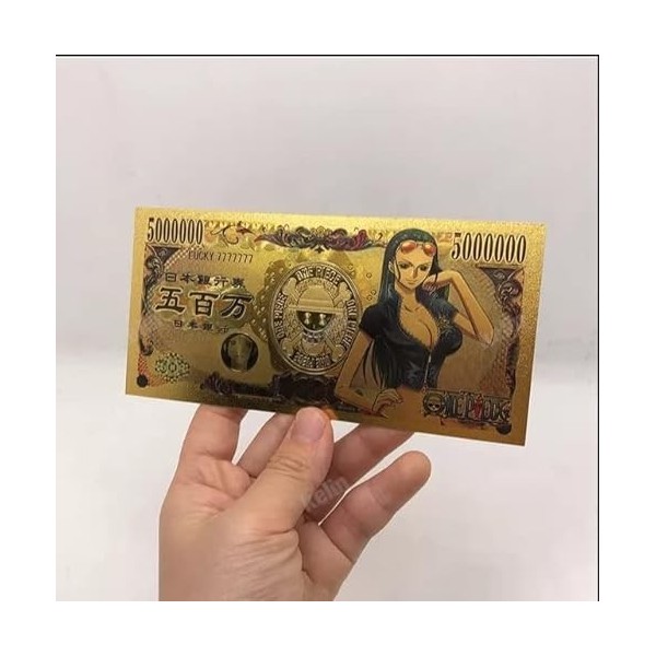 1PCS Billet One Piece Nico Robin avec certificat dauthenticité, Billet de Banque dor Anime, Manga One Piece Marque-Page à C