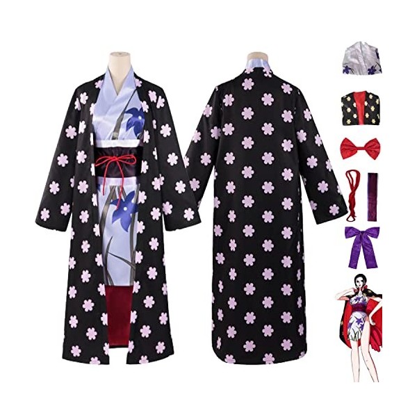 Tjmiaohao Anime One Piece Nico Robin Cosplay Costume Outfit Jeu de Rôle Uniforme Cape Kimono Ensemble Complet Halloween Carna