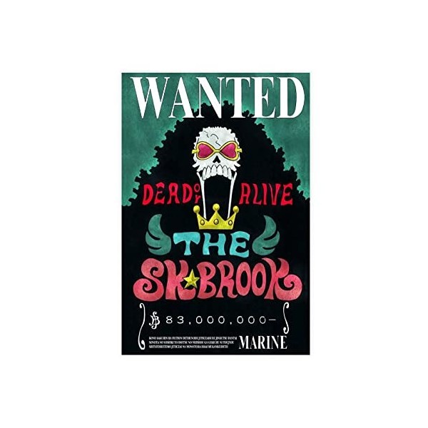 FUKITT One Piece Nico Robin Bounty Wanted Poster sur toile Poster Décoration de chambre à coucher Paysage sportif Bureau Déco