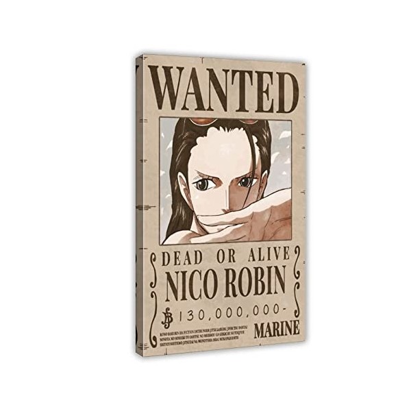 FUKITT One Piece Nico Robin Bounty Wanted Poster sur toile Poster Décoration de chambre à coucher Paysage sportif Bureau Déco