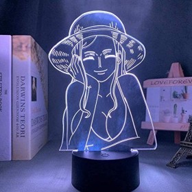 BTEVX 3D Illusion LED Night Lamp pour Enfants One Piece Nico Robin LED Night Light pour Enfants Garçons Chambre Japonais Anim