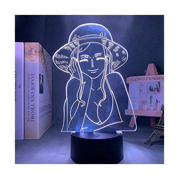 BTEVX 3D Illusion LED Night Lamp pour Enfants One Piece Nico Robin LED Night Light pour Enfants Garçons Chambre Japonais Anim