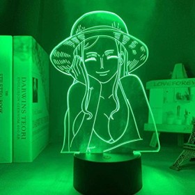 BTEVX 3D Illusion LED Night Lamp pour Enfants One Piece Nico Robin LED Night Light pour Enfants Garçons Chambre Japonais Anim