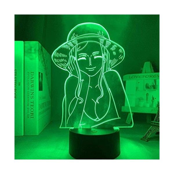 BTEVX 3D Illusion LED Night Lamp pour Enfants One Piece Nico Robin LED Night Light pour Enfants Garçons Chambre Japonais Anim