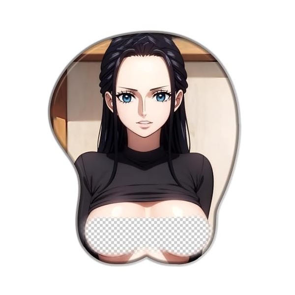 One Piece Nico·Robin 3D Tapis de Souris Support de Poignet en Motif Dessin animé, Tapis de Souris Stéréoscopique, pour Bureau