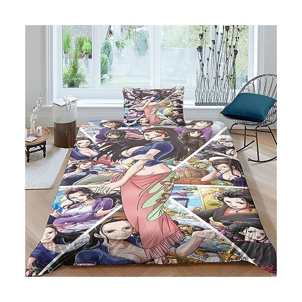 FGAITH One Piece Housses De Couettes À Motif 3D - 2 Pièces Nico·Robin Parure De Lit avec Fermeture Éclair - Sets Imprimé en M