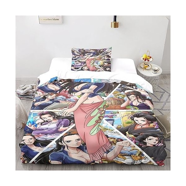 FGAITH One Piece Housses De Couettes À Motif 3D - 2 Pièces Nico·Robin Parure De Lit avec Fermeture Éclair - Sets Imprimé en M