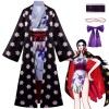 Anime One Piece Nico Robin Cosplay Costume pour Femmes Filles, Uniforme de Jeu de Rôle Cape Kimono Ensemble Complet Halloween