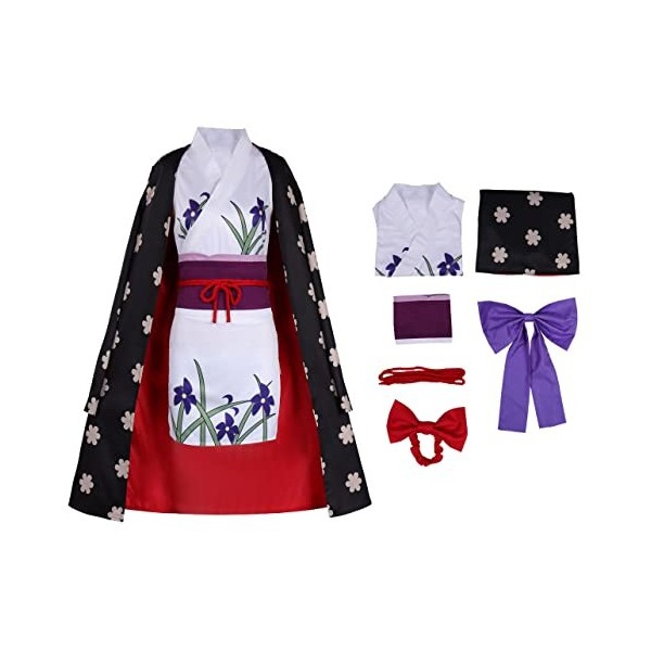 Seaehey Costume de Robin Cosplay Nico Cape Zoro Nami Kimono Robin Robe Anime Cosplay pour Halloween Fête Carnaval Costume Cos