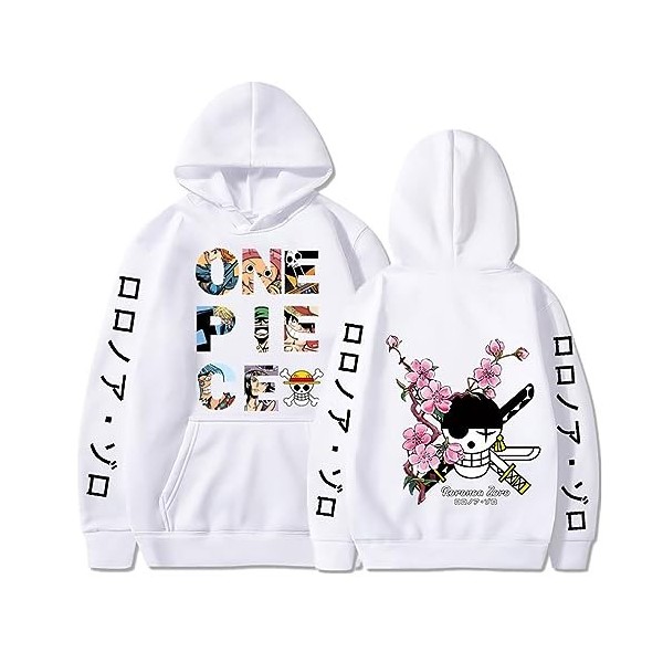 Ubeisy Anime One Piece Nico Robin Monkey D Luffy Cosplay Hoodie Long Shirt Outwear Casual Fashion Sweatshirt,005white,L1