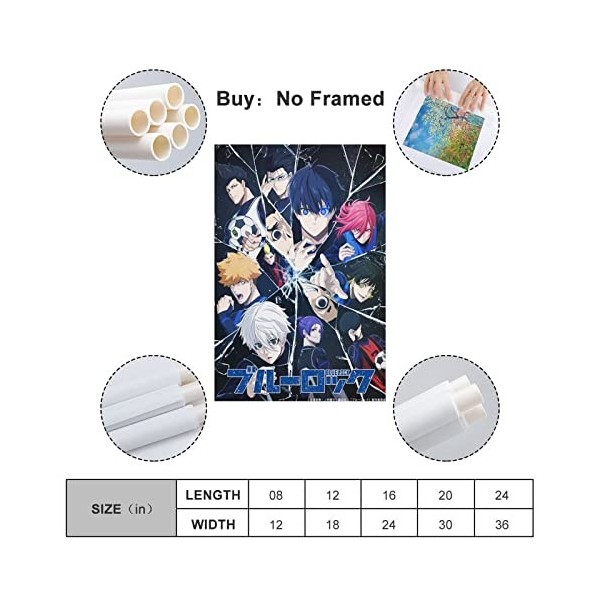 yydds Poster danime Blue Lock - Impression sur toile esthétique et décorative pour chambre à coucher et salon - 30 x 45 cm -