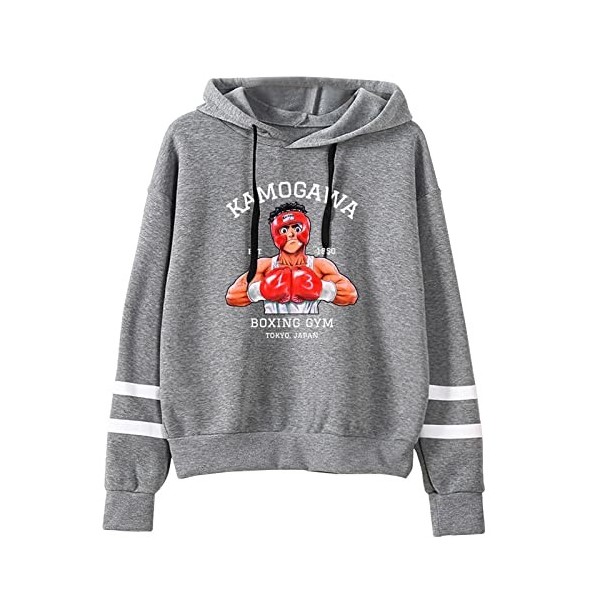 Hajime No Ippo Dessin Animé Cosplay Sweat Hommes à Manches Longues Rayé à Capuche Femmes Décontracté Ample Pull Classique Sur