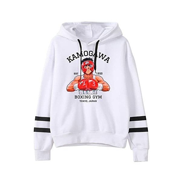 Hajime No Ippo Dessin Animé Cosplay Sweat Hommes à Manches Longues Rayé à Capuche Femmes Décontracté Ample Pull Classique Sur