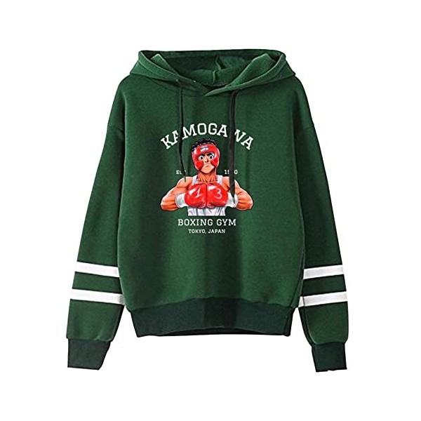 Hajime No Ippo Dessin Animé Cosplay Sweat Hommes à Manches Longues Rayé à Capuche Femmes Décontracté Ample Pull Classique Sur