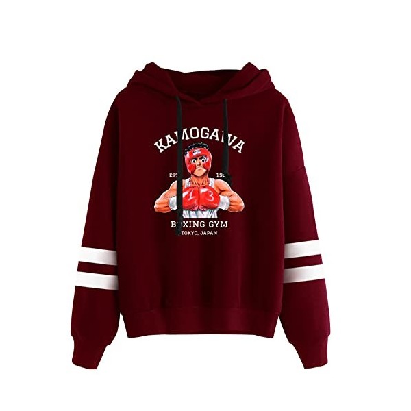 Hajime No Ippo Dessin Animé Cosplay Sweat Hommes à Manches Longues Rayé à Capuche Femmes Décontracté Ample Pull Classique Sur