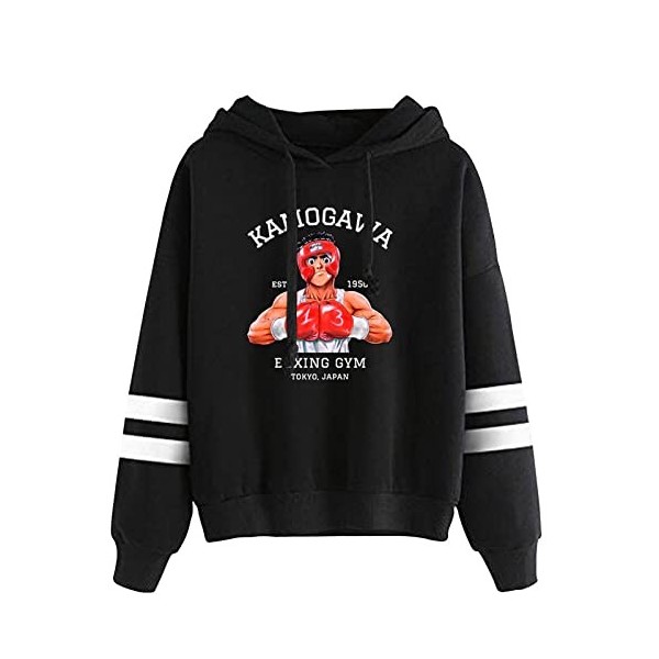Hajime No Ippo Dessin Animé Cosplay Sweat Hommes à Manches Longues Rayé à Capuche Femmes Décontracté Ample Pull Classique Sur