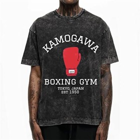 MTNROO Coton Hajime No Ippo T - Shirt Mode Hommes Harajuku Motif Esthétique T - Shirt Unisexe Hip Hop Vintage Minéral Décapé 