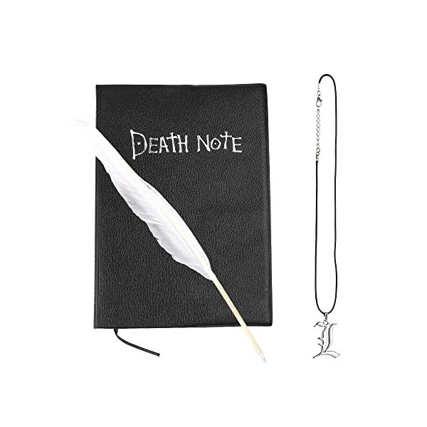 Cahier Death Note, MOPOIN Anime Thème Death Note avec Collier et Stylo en Forme de Plume, Death Note Notebook pour Cosplay l