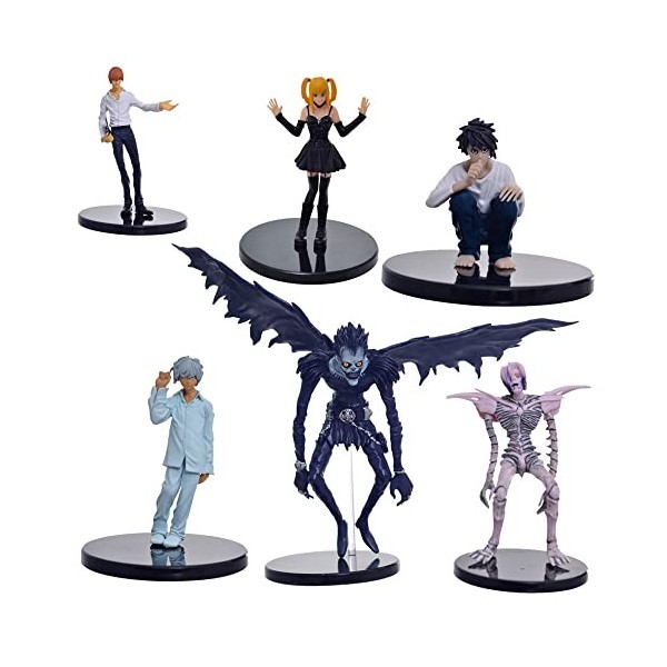 Death Note Lot de 6 figurines daction Anime Q Version Statues à collectionner Personnage de dessin animé Figurine Gâteau Déc