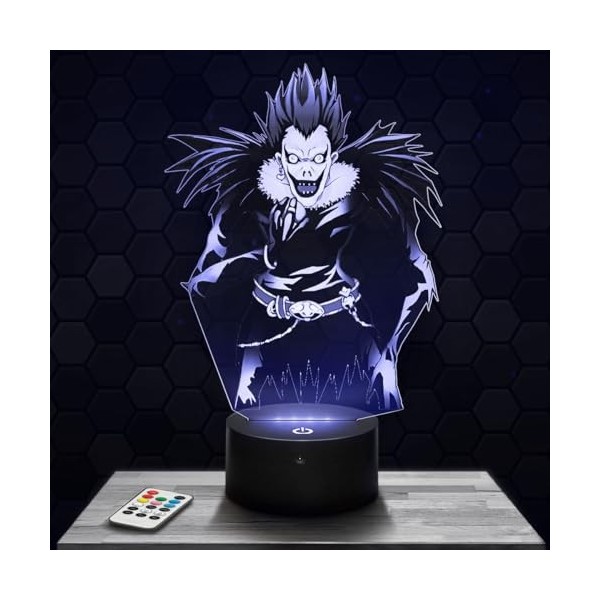 Lampe de chevet, Veilleuse Tactile Ryuk - Manga Lampe 3D LED illusion, Idée cadeau Noël anniversaire garçon et fille Lampe de