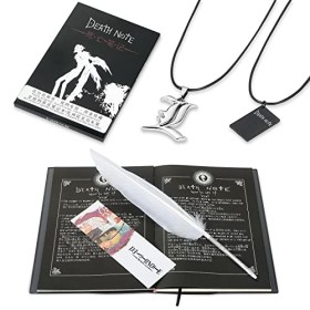 Boxcute Carnet de notes Death Note avec 2 colliers et 1 plume - Thème de la mort animée