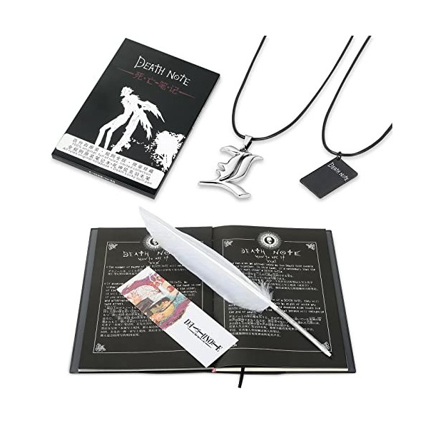 Boxcute Carnet de notes Death Note avec 2 colliers et 1 plume - Thème de la mort animée