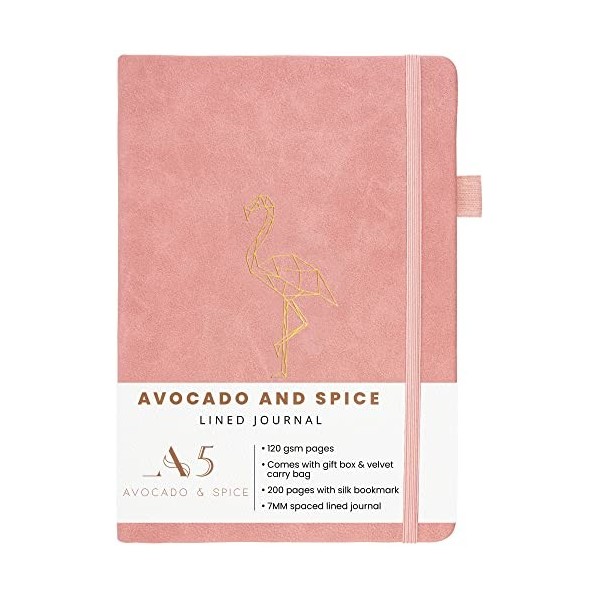 Avocado and Spice Carnet de notes A5 à couverture rigide avec coffret cadeau et sac en velours – de qualité supérieure – pour
