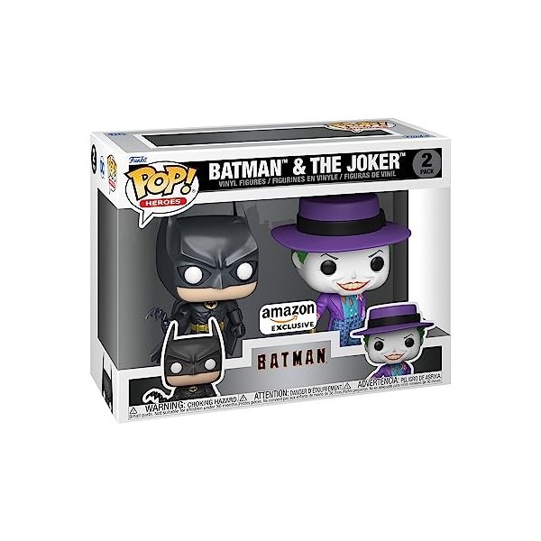 Funko Pop! Heroes: Batman - 1989 - 2 Pack Joker & Batman - Metallic - DC Comics - Exclusivité Amazon - Figurine en Vinyle