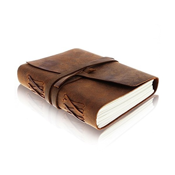 MOONSTER® Carnet de Note en Cuir –Carnet Secret Fait Main pour Hommes et Femmes - Bloc Note avec Papier 18x13cm – Journal Int