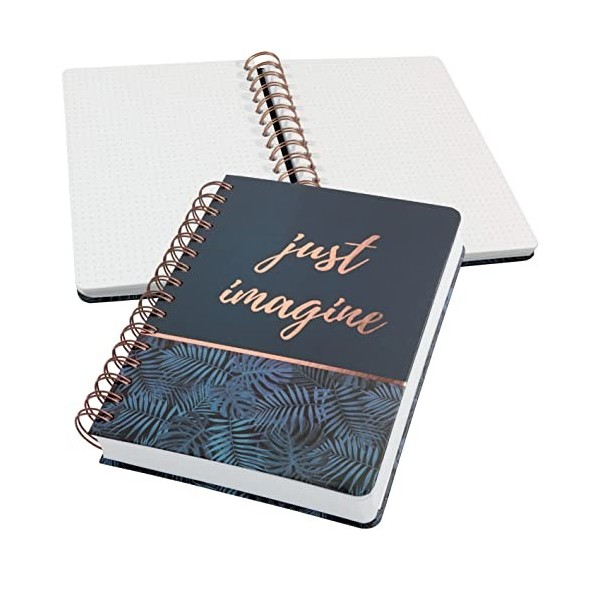 SIGEL JN601 Carnet de notes à spirale premium, 16,8 x 21,5 cm, pointillé, couverture rigide, motif petits pois, rose/noir/bla