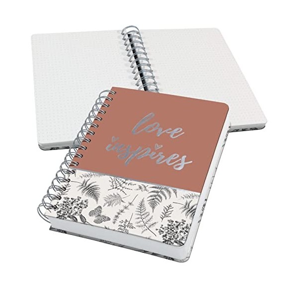 SIGEL JN601 Carnet de notes à spirale premium, 16,8 x 21,5 cm, pointillé, couverture rigide, motif petits pois, rose/noir/bla