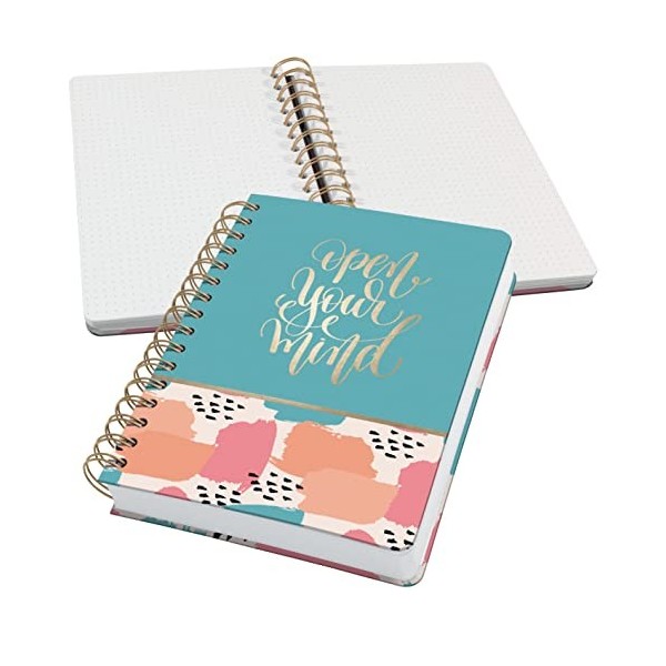 SIGEL JN601 Carnet de notes à spirale premium, 16,8 x 21,5 cm, pointillé, couverture rigide, motif petits pois, rose/noir/bla