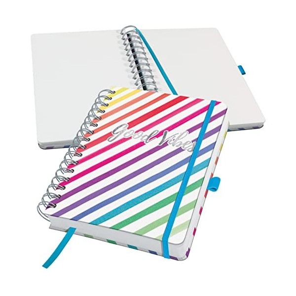 SIGEL JN601 Carnet de notes à spirale premium, 16,8 x 21,5 cm, pointillé, couverture rigide, motif petits pois, rose/noir/bla