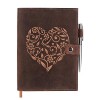 MOONSTER® Carnet de Notes ou Journal Intime pour Femmes en Cuir Véritable - Magnifique Bloc Note avec un Joli Cœur en Relief 