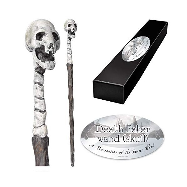 The Noble Collection - Death Eater Skull Character Wand - 14in 35cm Wizarding World Wand with Name Tag - Harry Potter Film 
