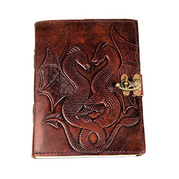 Journal Urban Leather Dungeons And Dragons Dnd Avec Fermoir Verrouillable, Pages Non Lignées, Écriture Manuscrite Et Croquis,